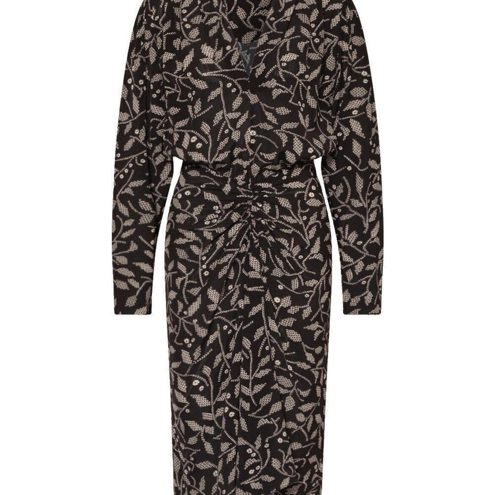 Etoile Isabel Marant Women's 40 Small Black Danalia Gathered Leaf Cocktail Dress